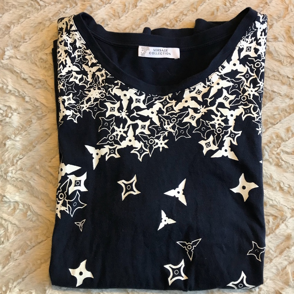 Versace Collection: Men’s Ninja Star Navy Tee